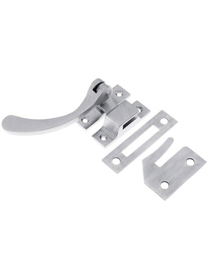 Solid Brass Window Lock Casement Fastener in Satin Chrome.